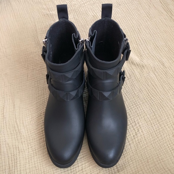 Rebecca Minkoff Quincy Matte Moto Stud Ankle Rain Booties | 7 - Picture 3 of 9
